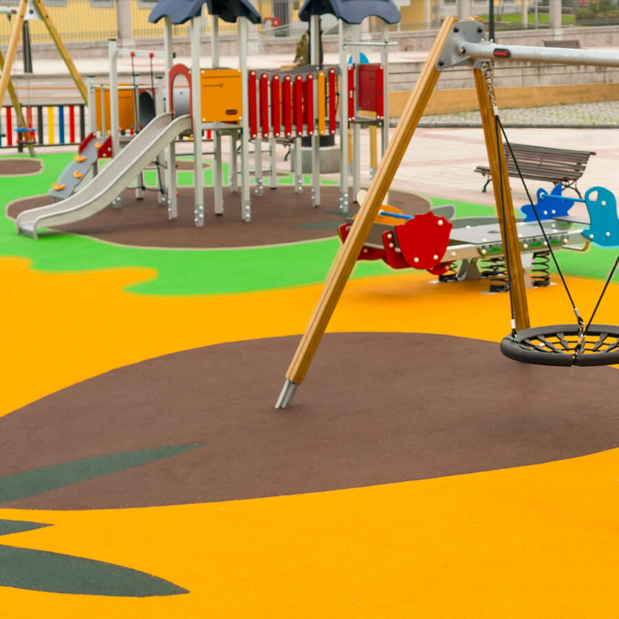 a playground in the San Jose area with colorful poured-in-place rubber